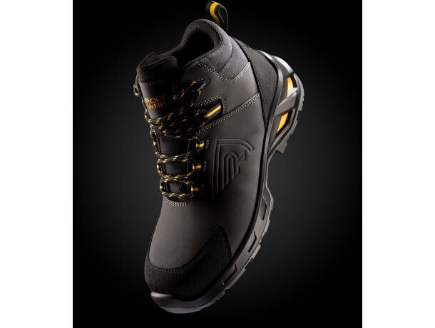 Zapato laboral LUA Roly piel y microfibra certificado S7S Plomo/amarillo wrk detalle 3