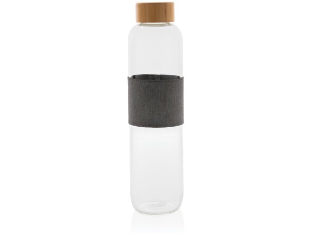 Botella Impact de vidrio de borosilicato con bambú Transparente/gris detalle 1