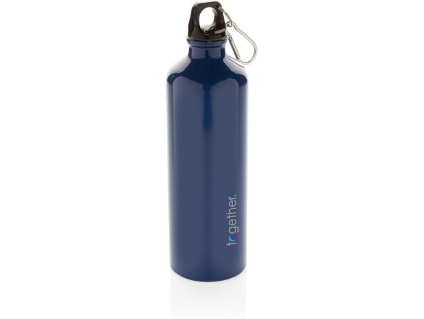 Botella de agua XL de aluminio con mosquetón Azul/negro detalle 26