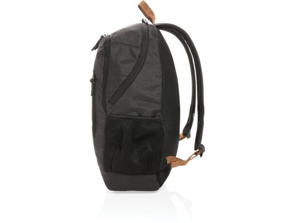 Mochila ecológica para publicidad con poliéster reciclado y trazador AWARE Negro detalle 4