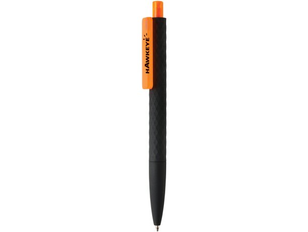 Bolígrafos con nombre forma exclusiva de diamante y tacto suave Naranja/negro detalle 43