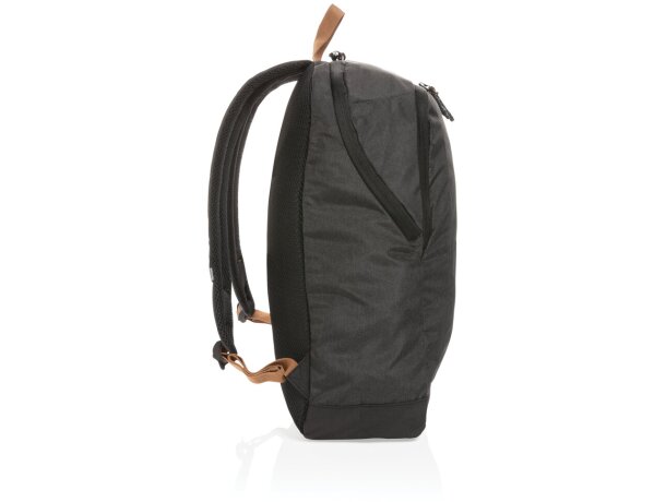 Mochila ecológica para publicidad con poliéster reciclado y trazador AWARE Negro detalle 2
