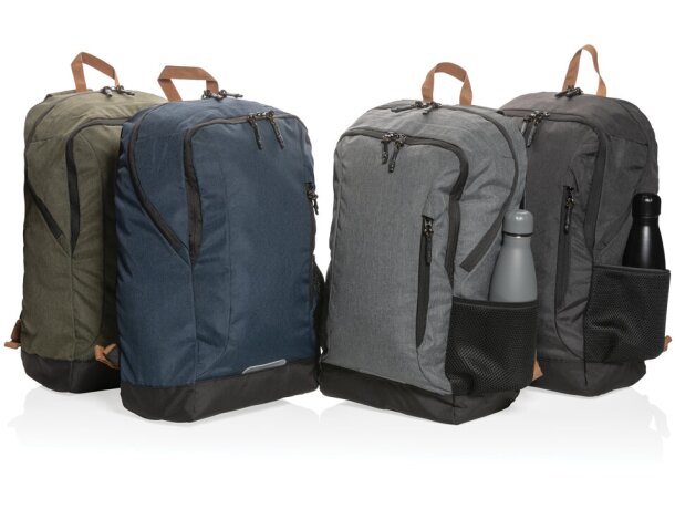 Mochila ecológica para publicidad con poliéster reciclado y trazador AWARE Gris detalle 18