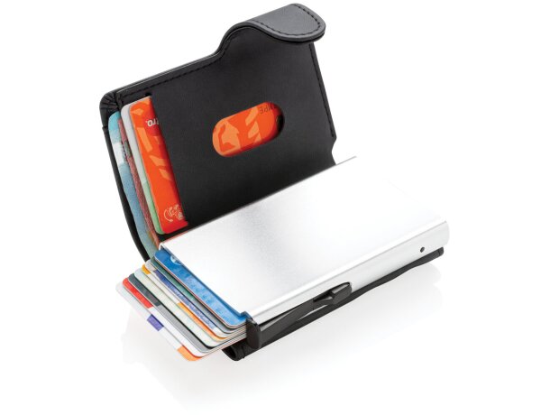 Tarjeteros con billetera pu RFID aluminio sólido Negro detalle 1