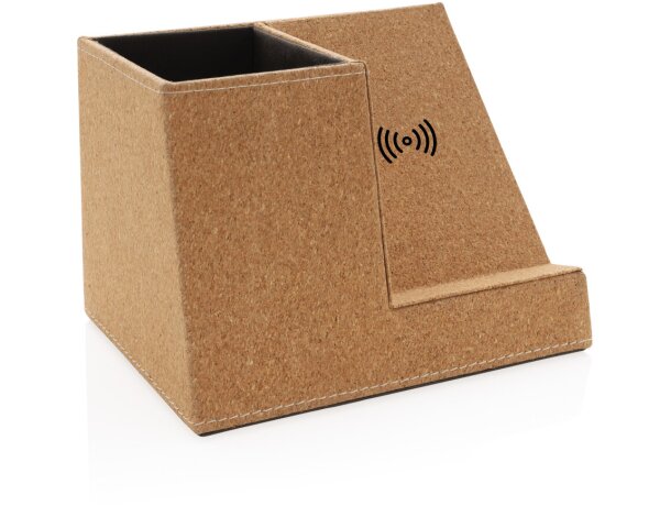 Organizador Mumford corcho natural con cargador inalámbrico diseño Marron detalle 9