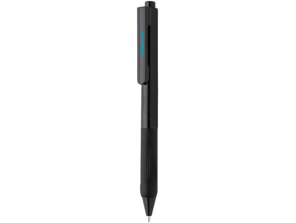 Bolígrafo con nombre empuñadura silicona tinta azul X9 Negro detalle 3