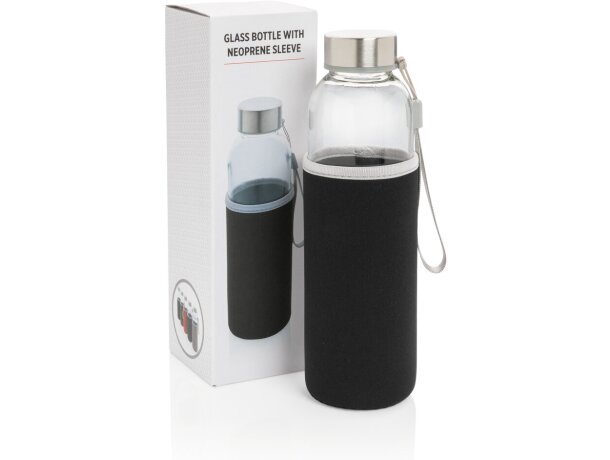 Botella de vidrio con funda de neopreno Negro detalle 9