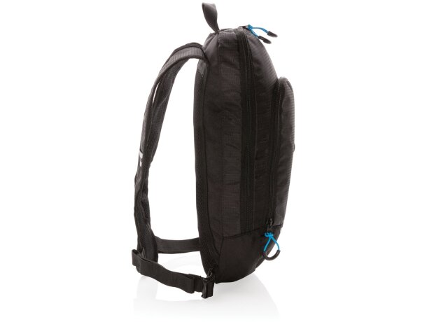 Mochila pequeña Explorer de senderismo 7L sin PVC Negro/azul detalle 2