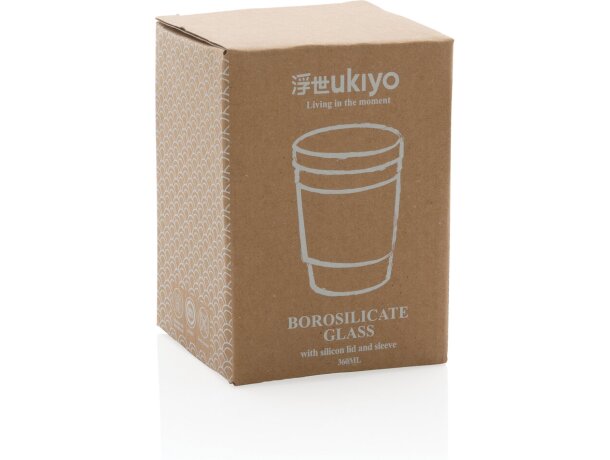 Vaso de borosilicato Ukiyo con tapa y funda de silicona Negro detalle 8