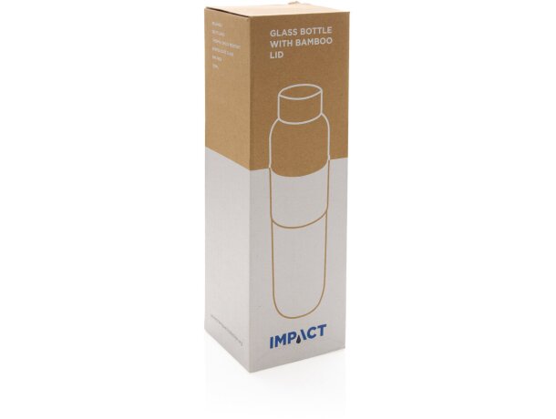 Botella Impact de vidrio de borosilicato con bambú Transparente/gris detalle 15