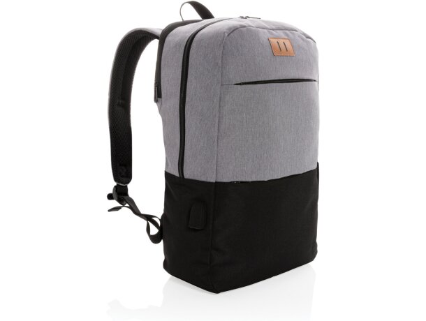 Moderna mochila portátil de 15.6 USB y RFID sin PVC Negro detalle 10