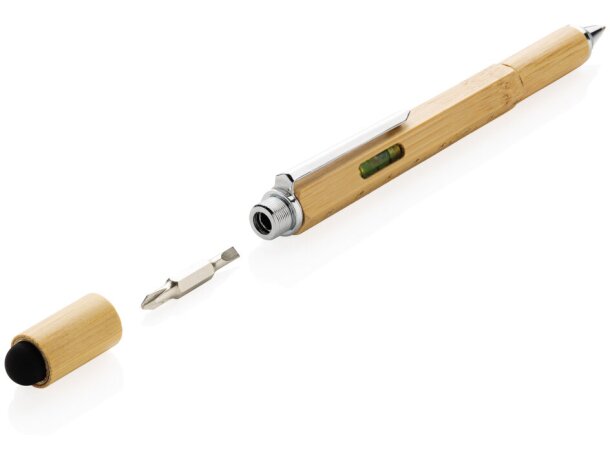 Bolígrafo de bambú 5 en 1 Marron detalle 1