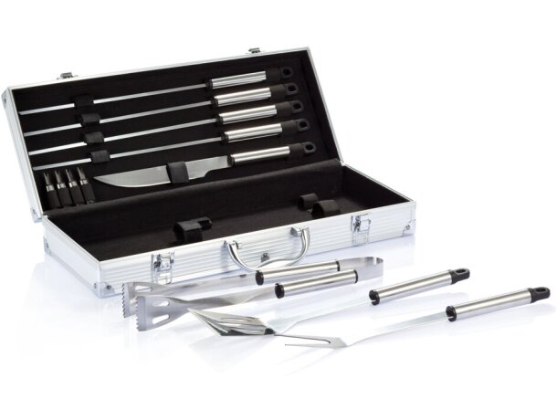 Set Barbacoa Nosibe 12 Piezas Acero Inoxidable con Maletín Plata/negro detalle 5