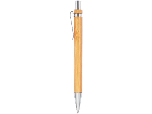 Bolígrafo elegante de madera de bambú Marron/plata detalle 7