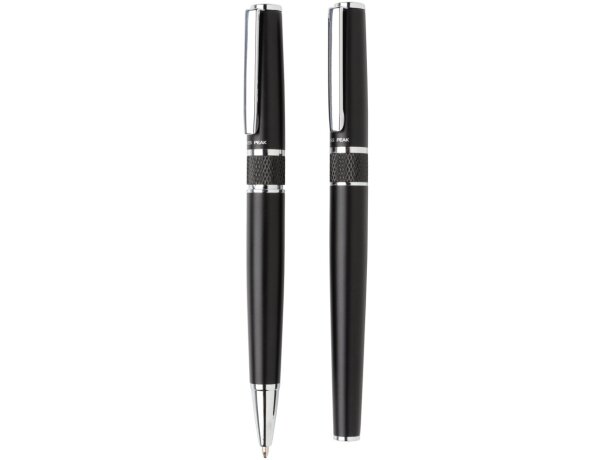 Set de boligrafo y roller de acero tinta azul en una caja elegante Negro detalle 12