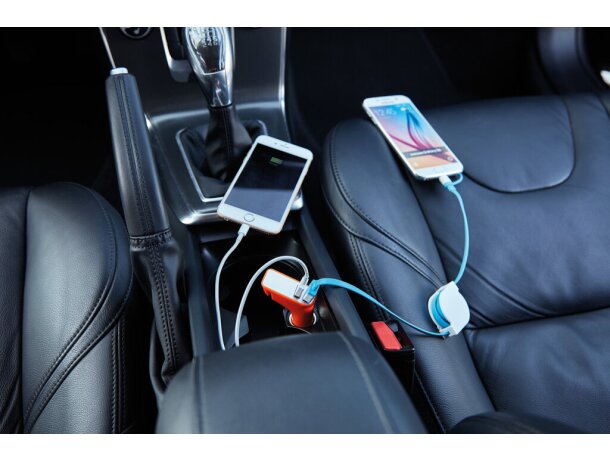 Cargador multifunción para el coche con usb Naranja/plata detalle 7