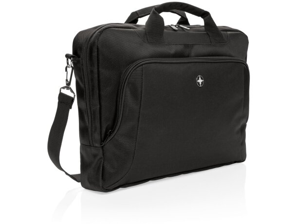 Maletín Swiss Peak Deluxe acolchado poliéster 1680D portátil Negro detalle 6