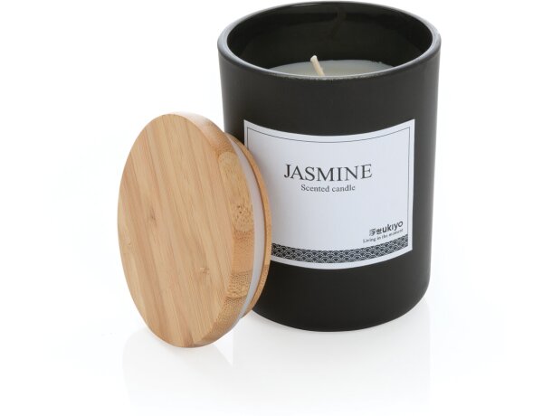 Velas personalizado Ukiyo Deluxe jazmín tapa bambú vidrio Blanco detalle 23