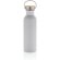Botella moderna de acero inoxidable con tapa de bambú. Blanco detalle 17