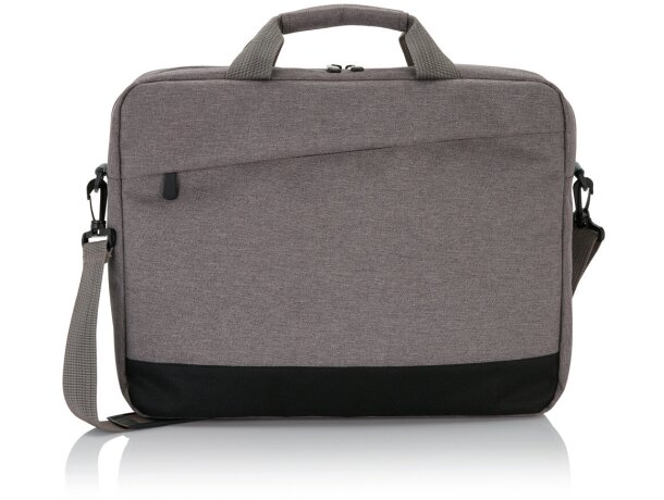 Bolsa maletín de poliéster para portátil de 15,6” Gris/negro detalle 2