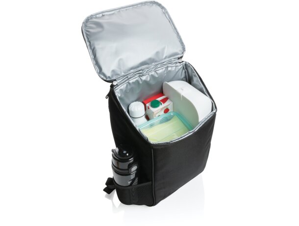 Mochila nevera poliéster reciclado Negro detalle 2