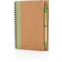 Cuaderno espiral de corcho con bolígrafo