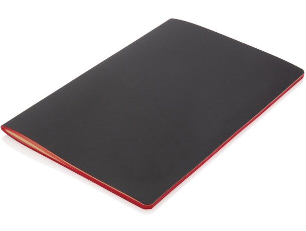 Libreta de tapa blanda de PU con borde de color Rojo detalle 32