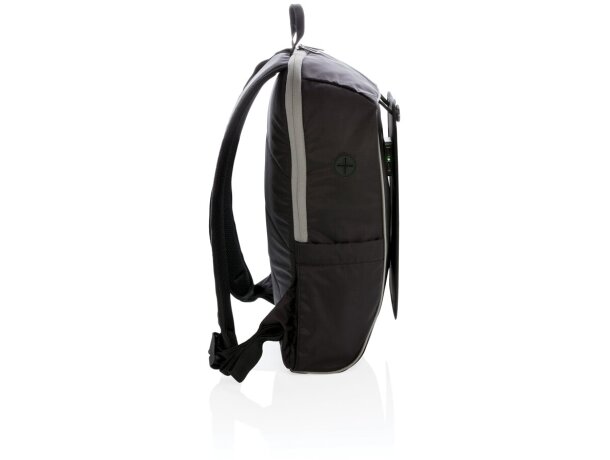 Mochila con panel solar sin PVC Negro/gris detalle 5