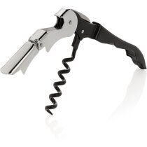 Sacacorchos camarero dos etapas acero negro mate