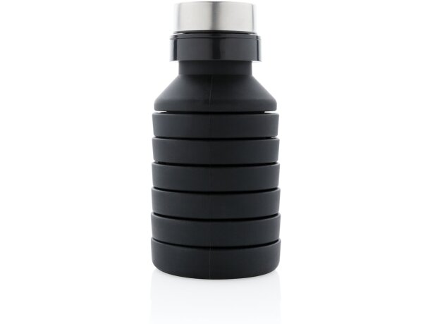 Botella de silicona plegable antigoteo con tapa Negro detalle 3