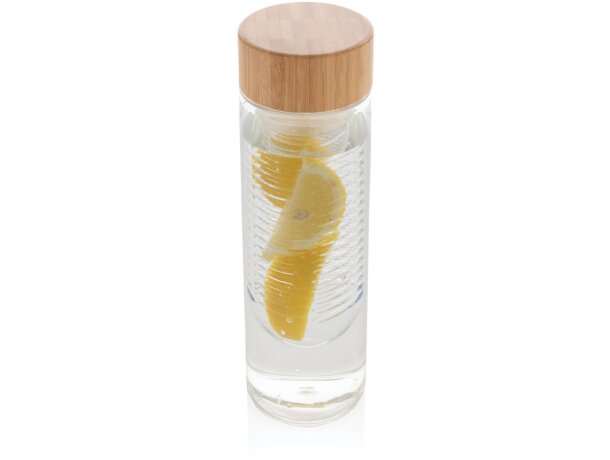 Botella infusora con tapa de bambú Transparente detalle 14