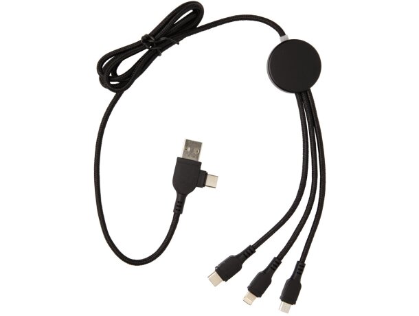 Multicable con 5 conectores de nailon trenzado Negro detalle 3