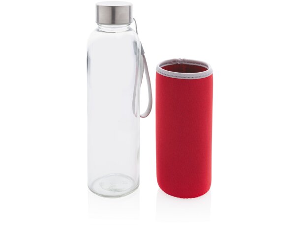 Botella de vidrio con funda de neopreno Rojo detalle 23