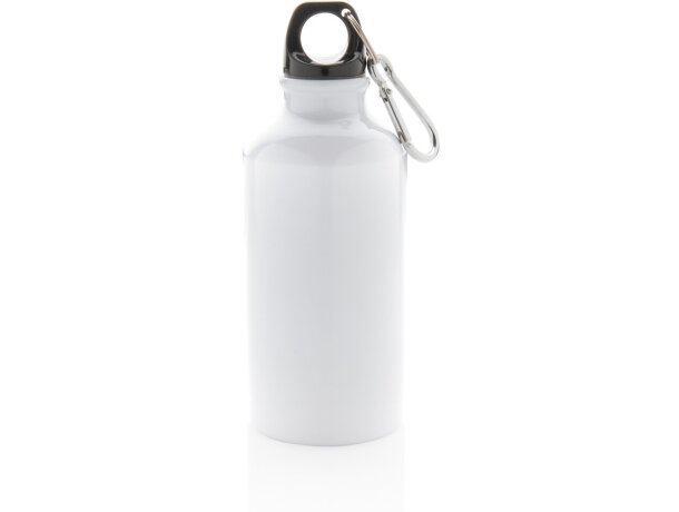 Botella deportiva de aluminio reutilizable con mosquetón Blanco detalle 13