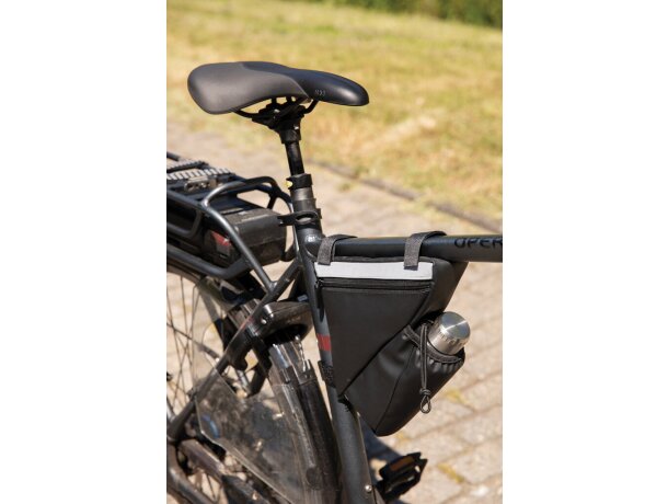 Bolsa bicicleta de alta visibilidad de PU con portabotella Negro detalle 8