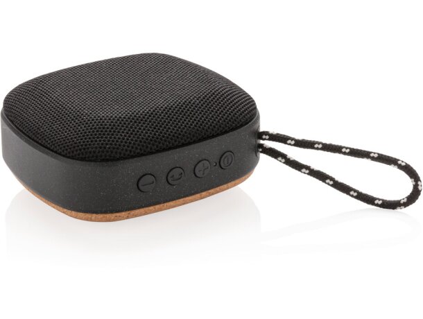 Altavoz Baia 5W Bluetooth corcho natural y tela impermeable Negro detalle 13