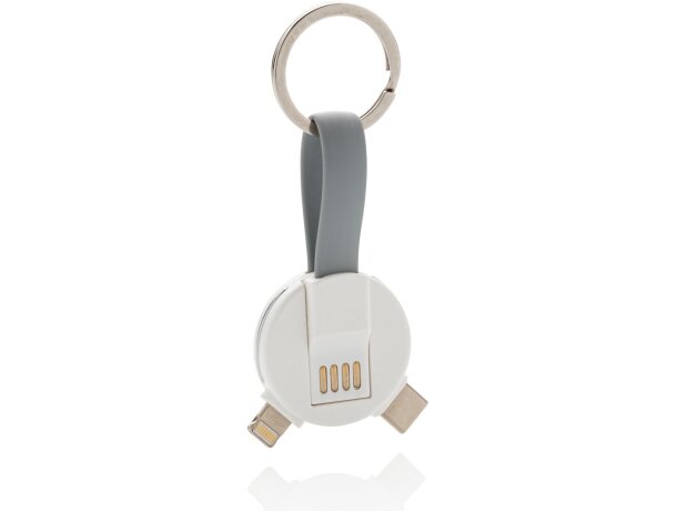 Cable redondo 3 en 1 Blanco detalle 1