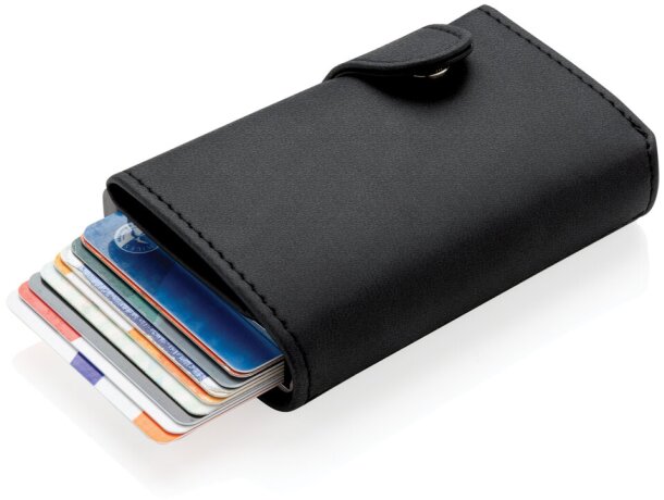 Tarjeteros con billetera pu RFID aluminio sólido Negro detalle 9