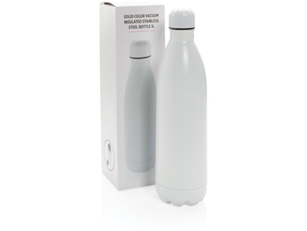 Botella de acero inoxidable al vacío de color sólido 1L Blanco detalle 18