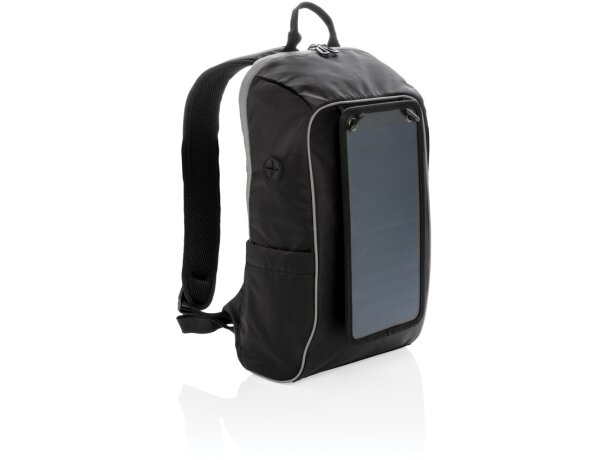 Mochila con panel solar sin PVC Negro/gris detalle 11