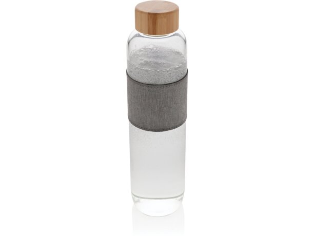 Botella Impact de vidrio de borosilicato con bambú Transparente/gris detalle 15