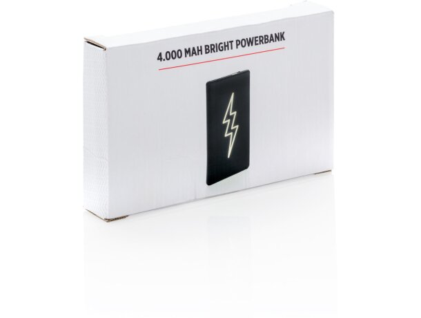 Batería externa con logo iluminado de 4000 mAh Negro detalle 2