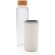 Botella de vidrio de borosilicato con funda de PU texturizad Blanco/gris detalle 12