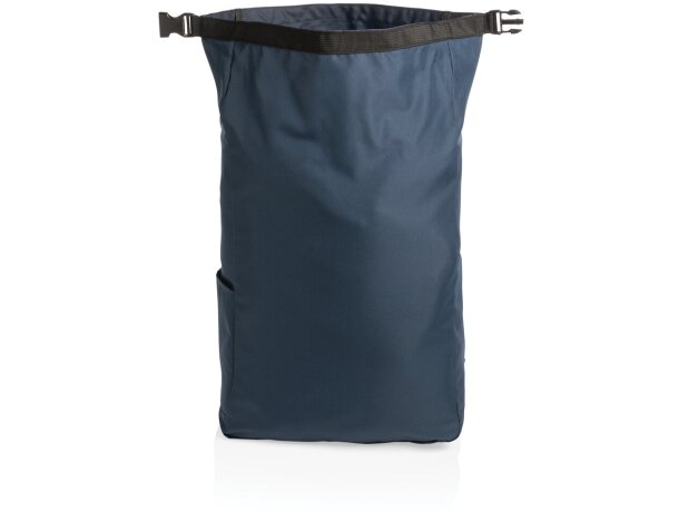 Mochila ecológica con logo hecha de botellas recicladas y ahorro de agua Azul marino detalle 26