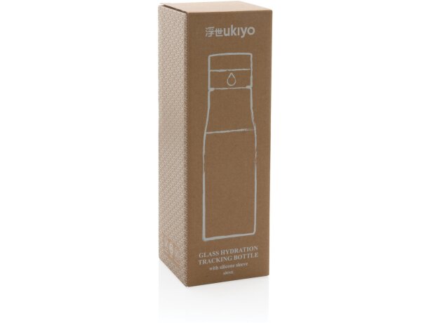 Botella de hidratación de vidrio Ukiyo con funda Marron detalle 40