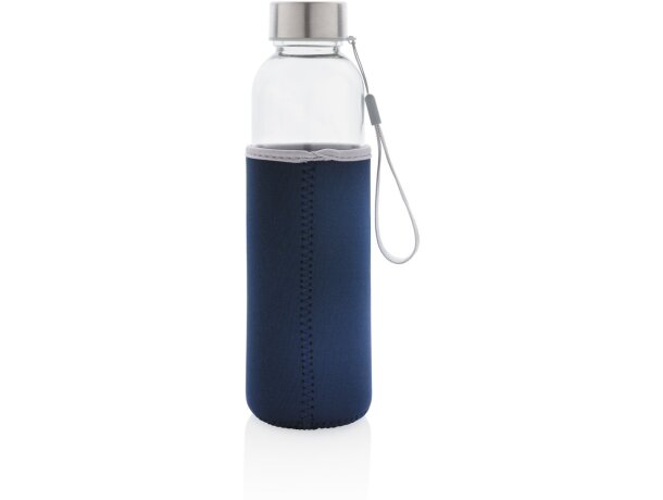 Botella de vidrio con funda de neopreno Azul detalle 32