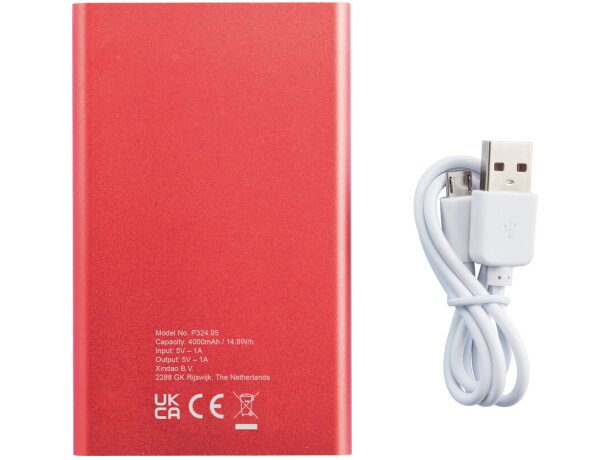 Powerbank elegante en varios colores de 4000 mah Rojo/blanco detalle 6