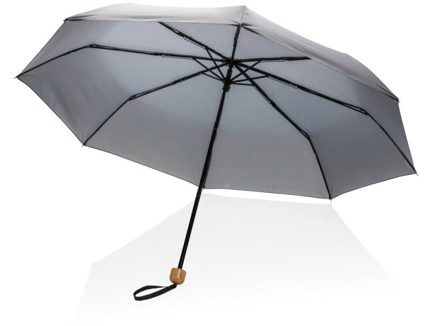 Paraguas Mini  RPET 190T de bambú 20.5 Antracita detalle 2