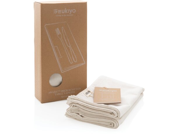 Set de 4 servilletas de mesa Ukiyo Aware ™ 180gr Blanco detalle 5