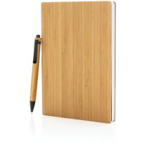 Libreta A5 bambú con bolígrafo tinta incluido